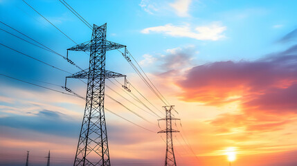 Power Lines at Sunset.