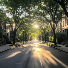 Sunlit Street in Cityscape