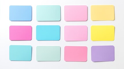Set of paper rectangular stickers on white background