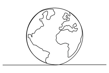 Modern earth globe in one continuous line vector illustration
