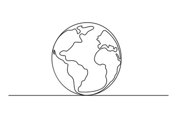 Modern earth globe in one continuous line vector illustration
