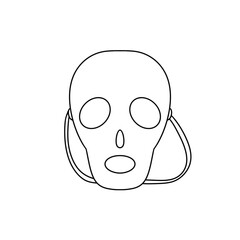 A skull with a cord hanging from it