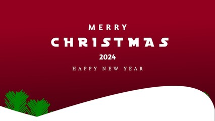 Merry Christmas 2024 and happy new year wishes greeting card on red background.