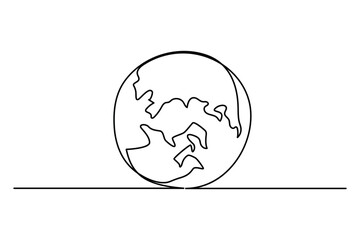 Continuous one-line earth globe outline vector illustration for minimalist and modern designs
