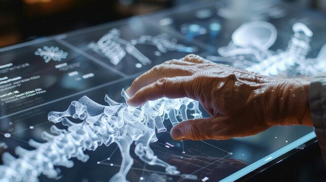 Precision in Practice Hand selecting virtual 3D spine model for orthopedic analysis