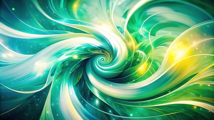 Fototapeta premium Abstract Twisted Green and White Light Fibers Background with Bokeh Effect for Modern Design