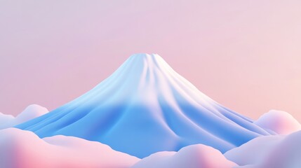 Stunning 3D Render of Mount Fuji in Soft Pastel Colors