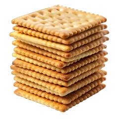 Stack of crackers isolated on transparent background