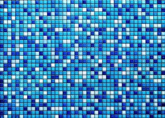 Blue Pixel Mosaic Seamless Pattern - Minimalist Geometric Background for Modern Design