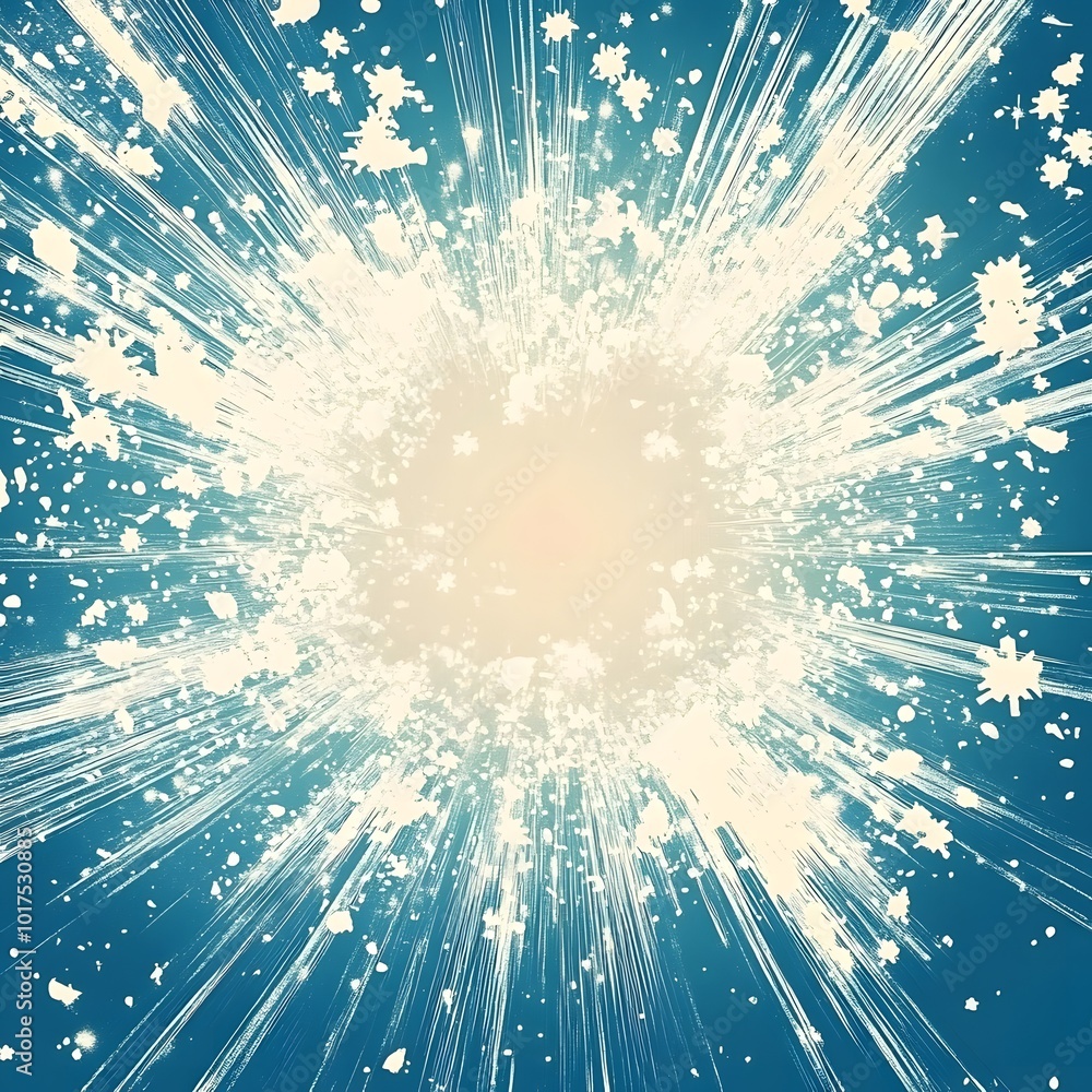 Poster An abstract beige-blue gradient high-speed snowflake explosion graphic background sets a dynamic tone with its captivating design, generative ai

