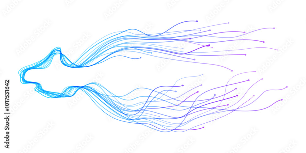 Aufkleber vector abstract light lines wavy flowing dynamic in blue pink colors isolated on transparent backgro
