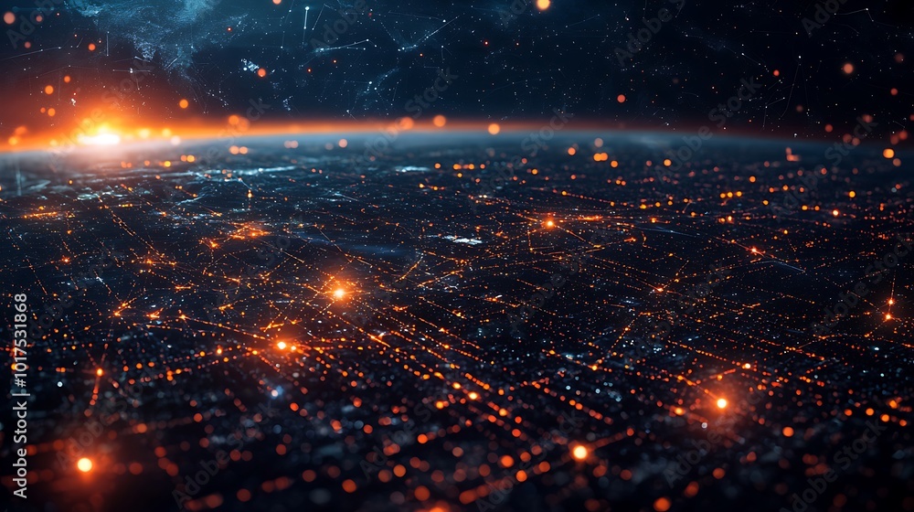 Poster visual of a global network as a secured entity against cyber threats