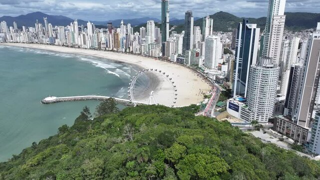 Balneario Camboriu Skyline At Camboriu In Santa Catarina Brazil. Coastal Landscape. Highrise Buildings. Beach Scenery. Balneario Camboriu Skyline At Camboriu In Santa Catarina Brazil. 