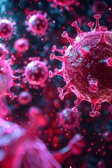 Close up view of hiv virus under microscope  detailed graphic representation of infection