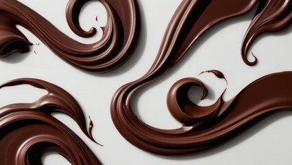Rich Melted Chocolate Pattern, Elegantly Isolated on Clean White Background