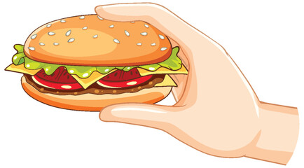 Hand Holding a Delicious Burger