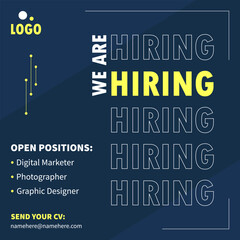 We are hiring post, join our team announcement. Business concept of search and recruitment. Social media template job vacancy recruitment.