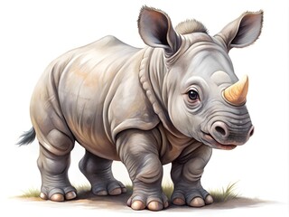 Fototapeta premium Baby rhino illustration isolated on white background