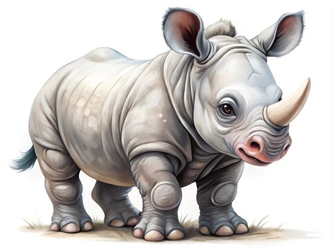 recommend clip art: Baby rhino illustration isolated on white background