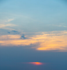 Abstact Sunset Sky Blue Background in the Evening with Nature Orange Light, Beautiful cloudscape