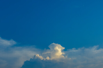 Abstact Sunset Sky Blue Background in the Evening with Nature Orange Light, Beautiful cloudscape