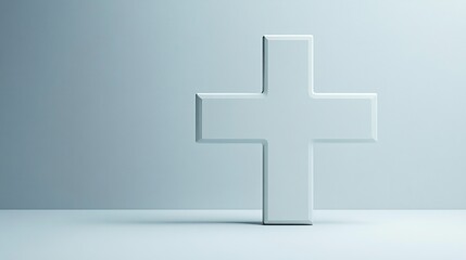 Obraz premium Large Bold Plus Sign on a Clean White Background Ideal for Minimalist and Modern Design Concepts