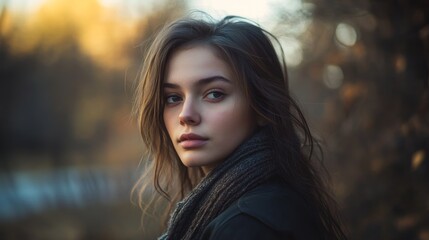 Naklejka premium Young woman in gallery