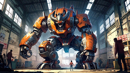   illustration of a large robotic monster