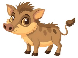 Fototapeta premium Baby warthog cartoon illustration isolated on white background