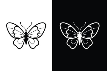 Butterfly Line Icon. Minimalist Vector Illustration with Editable Stroke