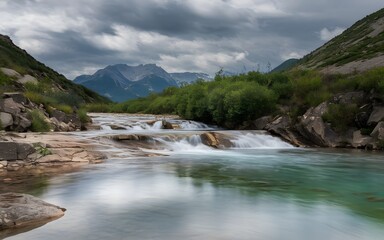 waterfall in the mountains