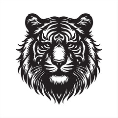 With an aura of untamed power and grace, the tiger’s head stands as a symbol of strength, courage, and mystery. The piercing eyes, vibrant with intensity, seem to capture the very soul of the jungle, 