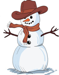 Snowman cowboy western christmas. Art & Illustration