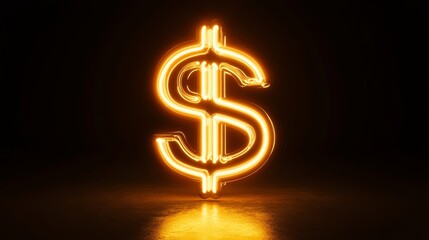 Neon light tube symbol dollar sign