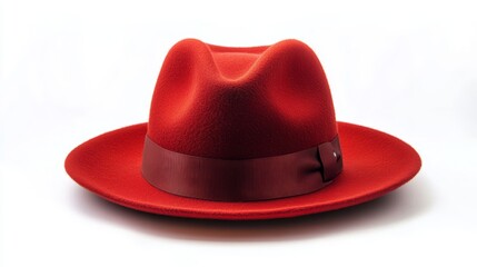 Studio photo of a red vintage hat the background is white