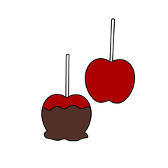 Obraz premium Two red apples with chocolate drizzle on them
