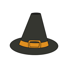 A black hat with a yellow band and a black top