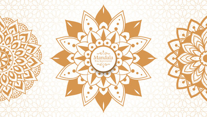 Luxury mandala background with golden arabesque pattern arabic islamic east style, Set of hand drawn mandala elements