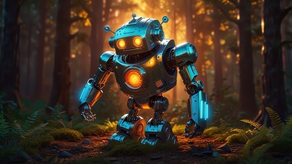 a robot with a blue head that says robot.