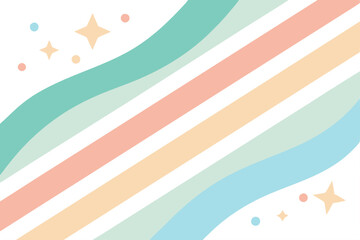 Abstract Pastel Stripes and Stars Background.