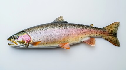 Obraz premium Fresh rainbow trout on white background