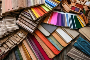 Naklejka premium Color Palette and Wood Samples for Interior Design