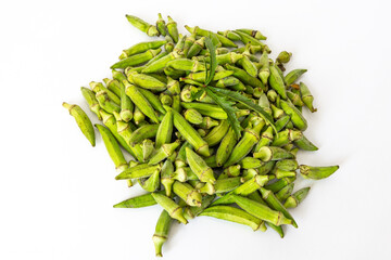 Small size Edirne region okra on a white background