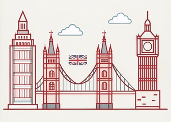 Fototapeta premium Thin Line Icons of London and UK: A Documentary Photography Collection