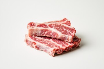 Obraz premium Vibrant Fresh Uncooked Pork Ribs Displaying Rich Color and Texture for Culinary Inspiration