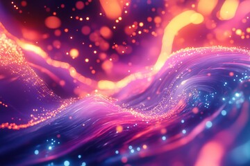 Obraz premium Vivid Vibrant Neon Animated Background with Abstract Patterns and Colorful Light Effects for Design