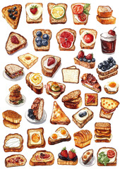 A variety of delicious toasts with different flavors