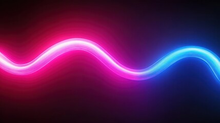 Fototapeta premium A vibrant, flowing wave of pink and blue light against a dark background.
