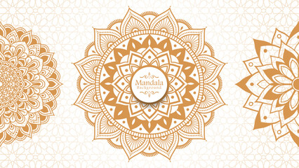 Luxury mandala background with golden arabesque pattern arabic islamic east style, Set of hand drawn mandala elements