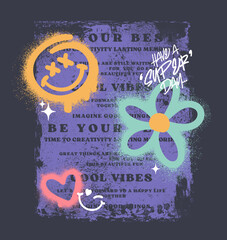Urban typography street art graffiti slogan print with spray effect for graphic tee t shirt or sweatshirt - Vector © Graphicology
